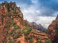 Formacja skalna, Skały, Stany Zjednoczone, Kanion, Park Narodowy Zion, Angels Landing, Stan Utah