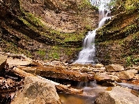Wodospad Cathedral Falls, Kamienie, Stany Zjednoczone, Stan Wirginia Zachodnia, Skały