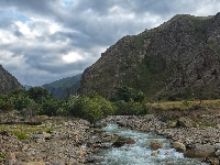 Rzeka, Drzewa, Góry, Kamienie, Strumyk