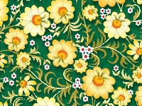 Kwiaty, Tekstura, Żółte, Zielone tło