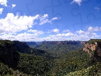 Roślinność, Park Narodowy Gór Błękitnych, Australia, Chmury, Góry Błękitne, Niebo, Nowa Południowa Walia