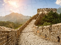 Wielki Mur Chiński, Góry, Wschód słońca, Chiny
