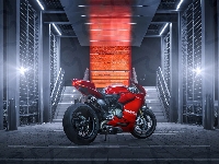 Motocykl, Czerwony, Ducati 1199 Paginale