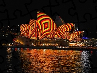 Oświetlenie, Australia, Zatoka Port Jackson, Opera, Noc, Kolorowe, Sydney Opera House, Sydney