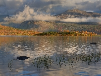 Jezioro Jack London, Kołyma, Rosja, Mgła, Jesień, Góry Kołymskie, Obwód magadański