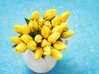 Kwiaty, Kubek, Bukiet, Żółte, Tulipany