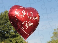 Kocham Cię, Balon, Miłość, Napis, Czerwony