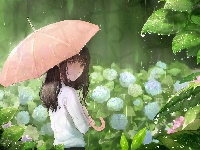 Deszcz, Rea Sanka, Manga Anime, Sankarea, Dziewczyna, Parasolka