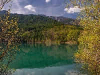 Las, Niebo, Jezioro, Góry, Drzewa