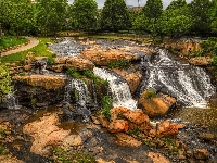 Skały, Stany Zjednoczone, Greenville, Kamienie, Roślinność, Rzeka Reedy, Drzewa, Karolina Południowa