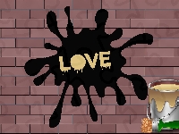 Mur, 2D, Farba, Kleks, Love, Cegła, Napis, Ściana