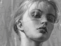 Czarno-białe, Kobieta, Blondynka, Paintography