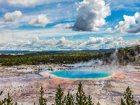 Jezioro, Źródła, Stany Zjednoczone, Gorące, Grand Prismatic Spring, Park Narodowy Yellowstone