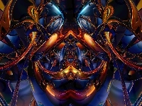 Granatowo-złota, Grafika 3D, Abstrakcja