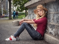 Moda, Dziewczyna, Blondynka, Kapelusz