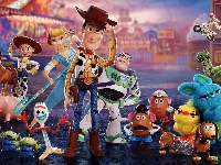 Duke Caboom, Cienk, Buzz Astral, Forky, Buttercup, Postacie, Film animowany, Bunny, Gabby Gabby, Bo Peep, Chudy, Kosmici, Bonnie, Pan Bulwa, Toy Story 4, Ducky, Laleczka