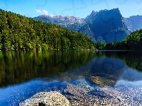 Kamienie, Gmina Oetz, Austria, Lasy, Jezioro Piburger, Góry Alpy, Tyrol