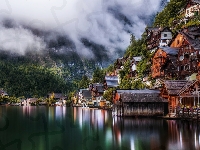 Domy, Austria, Miasteczko, Hallstatt, Jezioro Hallstattersee