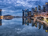 Wieżowce, Zatoka Marina Bay, Singapur, Hotel Marina Bay Sands, Most