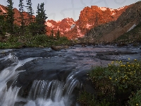 Rzeka, Park Narodowy Gór Skalistych, Stany Zjednoczone, Teren Indian Peaks Wilderness, Góry Skaliste, Drzewa, Kolorado
