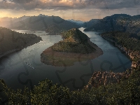 Bułgaria, Góry Rodopy, Słońce, Meander, Rzeka Arda, Zakole, Skały