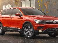 Przód, Czerwony, Volkswagen Tiguan, Bok