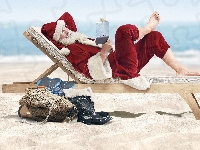 Leżak, Odpoczynek, Mikołaj, Plaża, Książka