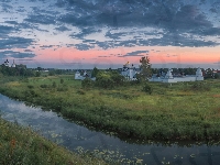 Chmury, Suzdal, Rosja, Cerkwie, Świt, Rzeka Kamienka, Obwód włodzimierski