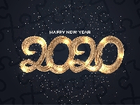 Happy New Year, Nowy Rok, Napis, 2020