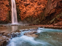 Rzeka Havasu Creek, Skały, Stany Zjednoczone, Kanion, Wodospad Havasu Falls, Park Narodowy Wielkiego Kanionu, Arizona