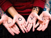 Napis, Ręce, Dłonie, Love
