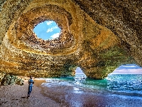 Jaskinia, Benagil, Portugalia, Morze, Grota, Skały, Algarve