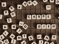 Sentencja, Scrabble, Napis, Carpe diem