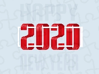 2020, Cyfry, Grafika, Nowy Rok, Czerwone