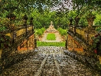 Ogród, Stany Zjednoczone, Miami, Schody, Vizcaya Museum and Gardens, Park, Murek, Stan Floryda