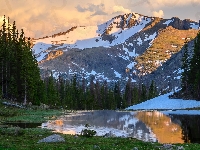 Kolorado, Chmury, Las, Park Narodowy Gór Skalistych, Jezioro, Stany Zjednoczone, Góry Skaliste, Drzewa