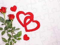 Serduszka, Kwiaty, Róże, Miłość