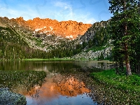 Park Narodowy Gór Skalistych, Kolorado, Lake Nanita, Kamienie, Roślinność, Jezioro, Stany Zjednoczone, Góry, Drzewa