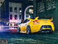Żółty, 2010, Nissan 370Z, Domy, Ulica