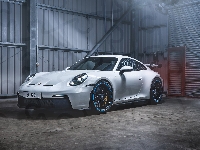 Przód, Białe, Porsche 911 GT3, Garaż