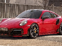 Przód, Czerwone, Porsche 911 Turbo S, Bok