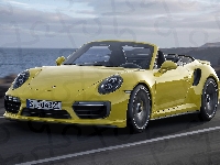 Żółte, 911, Porsche, Droga, Turbo