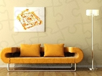 Sofa, Pokój, Obraz, Lampa