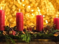 Adwent, Bokeh, Świece, Kompozycja, Boże Narodzenie