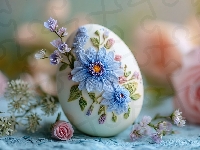 Grafika AI, Jajko, Kwiaty, Wielkanoc