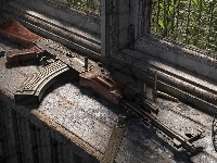 Broń, Naboje, Karabinek AK-47, Parapet, Okno
