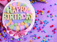 Happy, Birthday, Napis, Urodziny, Prezenty, Urodzinowe, Tort, Akcesoria