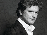 mężczyzna, Colin Firth, aktor, czarno-białe