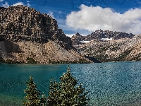 Bow Lake, Góra, Góry Skaliste, Crowfoot Mountain, Odbicie, Alberta, Kanada, Jezioro, Park Narodowy Banff
