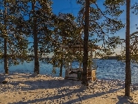 Altanka, Finlandia, Jezioro, Zima, Drzewa, Śnieg
